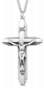 Men's Large Sterling Silver Crucifix Pendant [HMR0575]