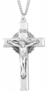 Men's Sterling Silver Crucifix Pendant with Wreath of Thorns [HMR0576]