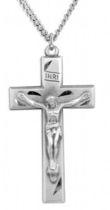 Men's Sterling Silver Traditional Crucifix Necklace with Chain Options [HMR0799]