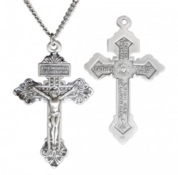 Men's Sterling Silver Behold This Heart Crucifix Pardon Necklace [HMR0803]