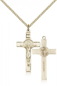 Women's 14 Karat Gold Filled St. Benedict Crucifix Pendant [BL4661]