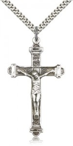 Men's Crucifix Pendant Antique Silver Accents Cross Bar Edges [BL4750]
