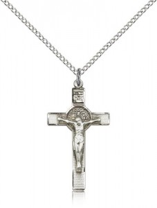 Women's Sterling Silver St. Benedict Crucifix Pendant [BL4663]