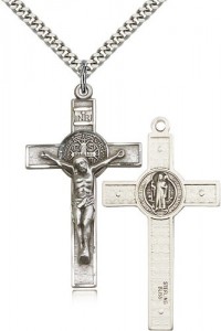 St. Benedict Crucifix Pendant, Sterling Silver [BL4702]