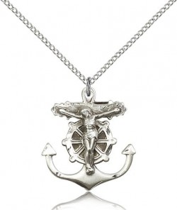 Anchor Crucifix Pendant, Sterling Silver [BL6452]