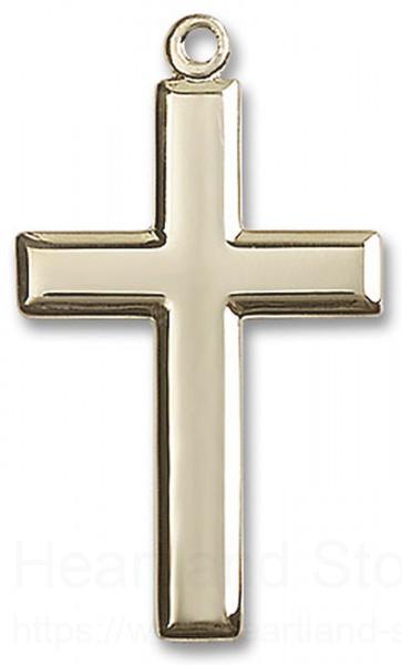 Men's High Polish Sterling Silver Cross Pendant + 24” 1.7mm Sterling Silver  Chain & Clasp