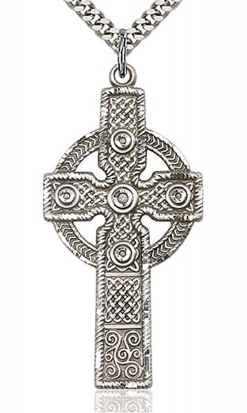 Cross Pendant, Sterling Silver - 24&rdquo; 1.7mm Sterling Silver Chain &amp; Clasp