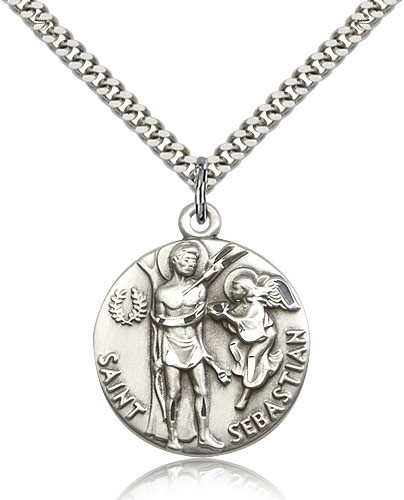 St. Sebastian Necklace, Sterling Silver