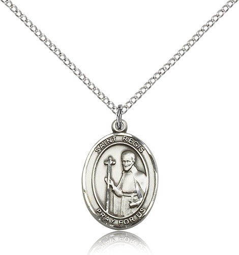 St. Regis Medal, Sterling Silver, Medium - 18&quot; 1.2mm Sterling Silver Chain + Clasp