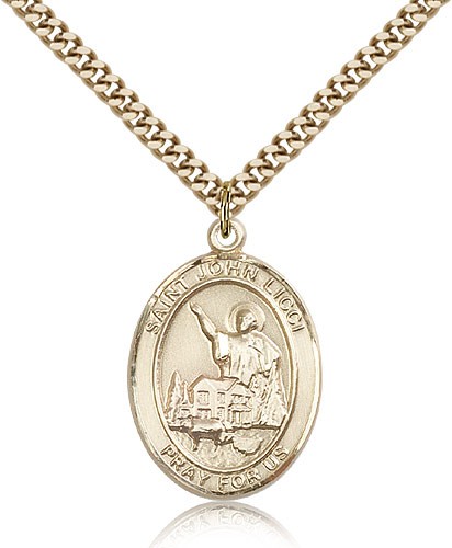 St. John Licci Medal, Gold Filled, Large - 24&quot; 2.4mm Gold Plated Chain + Clasp