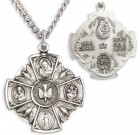 Men's Sterling Silver 4 Way Necklace with Dove Center, Dove Border Accents with Chain Options