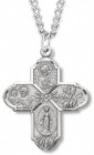 Men's Sterling Silver Traditional 4 Way Necklace with Flower Center with Chain Options