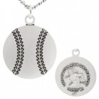 Baseball Shaped Necklace with Saint Sebastian Back in Sterling Silver