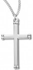 Women's Sterling Silver Double Beaded End Cross Necklace High Polish Finish with Chain Options