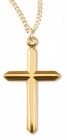 Women's 14kt Gold Over Sterling Silver Beveled Edge Cross Pendant + 18 Inch Gold Plated Chain &amp; Clasp