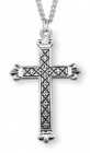 Cross Necklace Blackened Etched, Sterling Silver with Chain