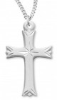 Women's Sterling Silver Etched Cross Necklace with Chain Options