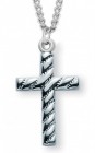 Cross Necklace Lined, Sterling Silver with Chain