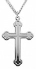 Men's Sterling Silver High Polish Clover Leaf Tip Cross Necklace with Chain Options