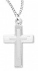 Women's Sterling Silver Etched Cross Necklace with Chain Options