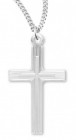 Women's Sterling Silver Double Cross Etch Necklace with Chain Options