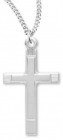 Women's Sterling Silver Cross Necklace with Etched Border with Chain Options