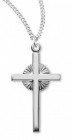 Women's Sterling Silver Cross Necklace with Circular Etched Center with Chain Options