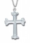 Women's Sterling Silver Budded Cross Necklace with Chain Options