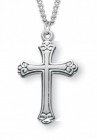 Women's Sterling Silver Floral Tipped Cross Necklace with Chain Options