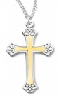 Cross Necklace Two Tone, Sterling Silver with Chain