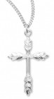 Women's Sterling Silver Wheat Design Border Cross Necklace Wheat Design with Chain Options