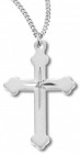 Women's Sterling Silver Textured Cross Necklace Starburst Center with Chain Options