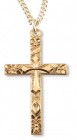 Women's 14kt Gold Over Sterling Silver Cross on Cross Flower Tip Necklace + 18 Inch Gold Plated Chain &amp; Clasp