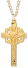 Men's 14kt Gold Over Sterling Silver Crucifix with IHS Center + 24 Inch Gold Plated Endless Chain