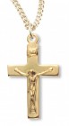 Women's 14kt Gold Over Sterling Silver Squared Crucifix Necklace + 18 Inch Gold Plated Chain &amp; Clasp