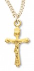 Women's 14kt Gold Over Sterling Silver Square Point Edge Crucifix + 18 Inch Gold Plated Chain &amp; Clasp