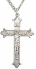 Men's Sterling Silver Matte Finished Pointy Edge Crucifix Pendant with Chain Options