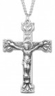 Men's Sterling Silver Crucifix Necklace with Crown Tips with Chain Options