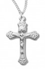 Women's Sterling Silver Floral Tipped Crucifix Necklace with Chain Options