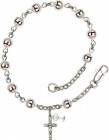 First Communion Silver Plated Charm Bracelet with 5mm Round Silver Beads