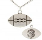 Football Shaped Necklace with Saint Christopher Back in Sterling Silver