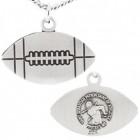 Football Shaped Necklace with Saint Sebastian Back in Sterling Silver