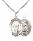 Girl's Pewter Oval St. Christopher Gymnastics Medal