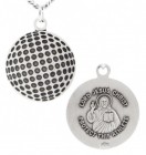 Golf Ball Shape Necklace with Jesus Figure Back in Sterling Silver