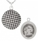 Golf Ball Shaped Necklace with Saint Sebastian Back in Sterling Silver