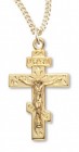 Women's 14kt Karat Gold Over Sterling Silver Greek Crucifix Necklace+ 18 Inch Gold Plated Chain &amp; Clasp