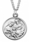 Men's Holy Family Necklace, Sterling Silver with Chain Options