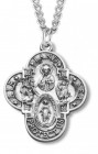 Men's Sterling Silver Land, Air, Sea 4 Way Cross Necklace with Chain Options