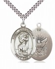 Men's Pewter Oval St. Christopher Navy Medal