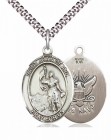 Men's Pewter Oval St. Joan of Arc Navy Medal